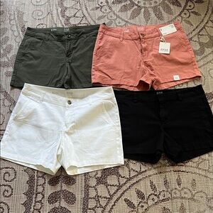a.n.a Women’s Cotton Blend High-Rise Shorts - White, Black, Olive, Dusty Rose